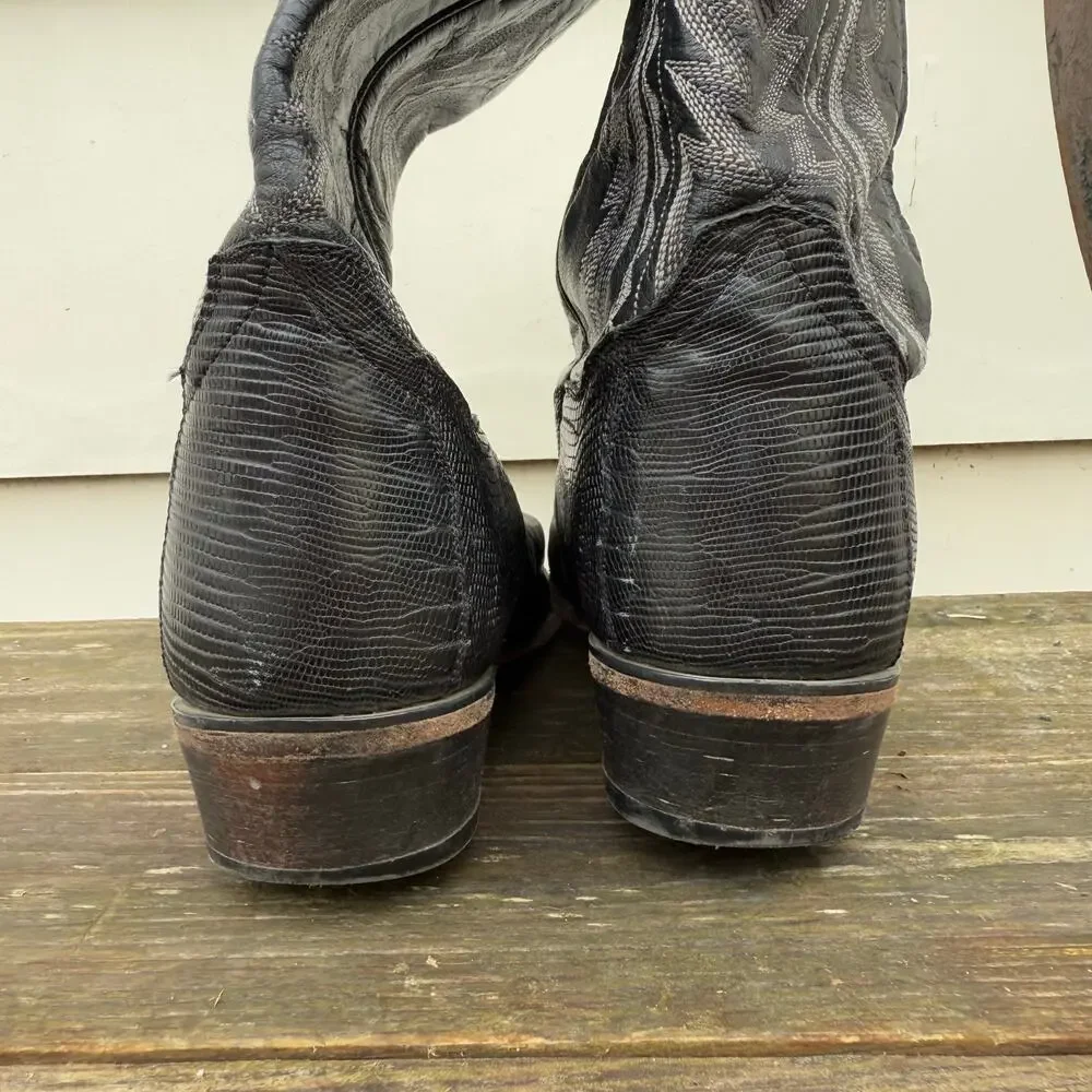 Dan Post Men's Raliegh Western Boots Black Teju Lizard Leather DP2350R 10 1/2 D